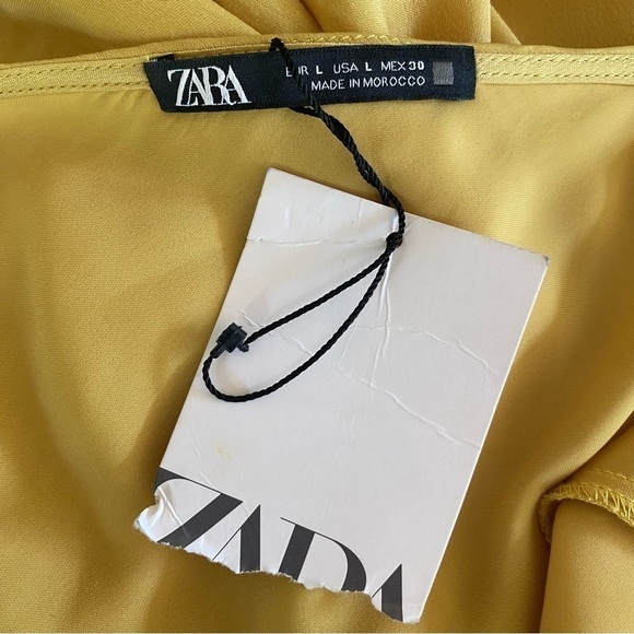 Zara Lingerie Style Gold Satin Slip Dress Button Side Large L NEW NWT - Picture 4 of 10